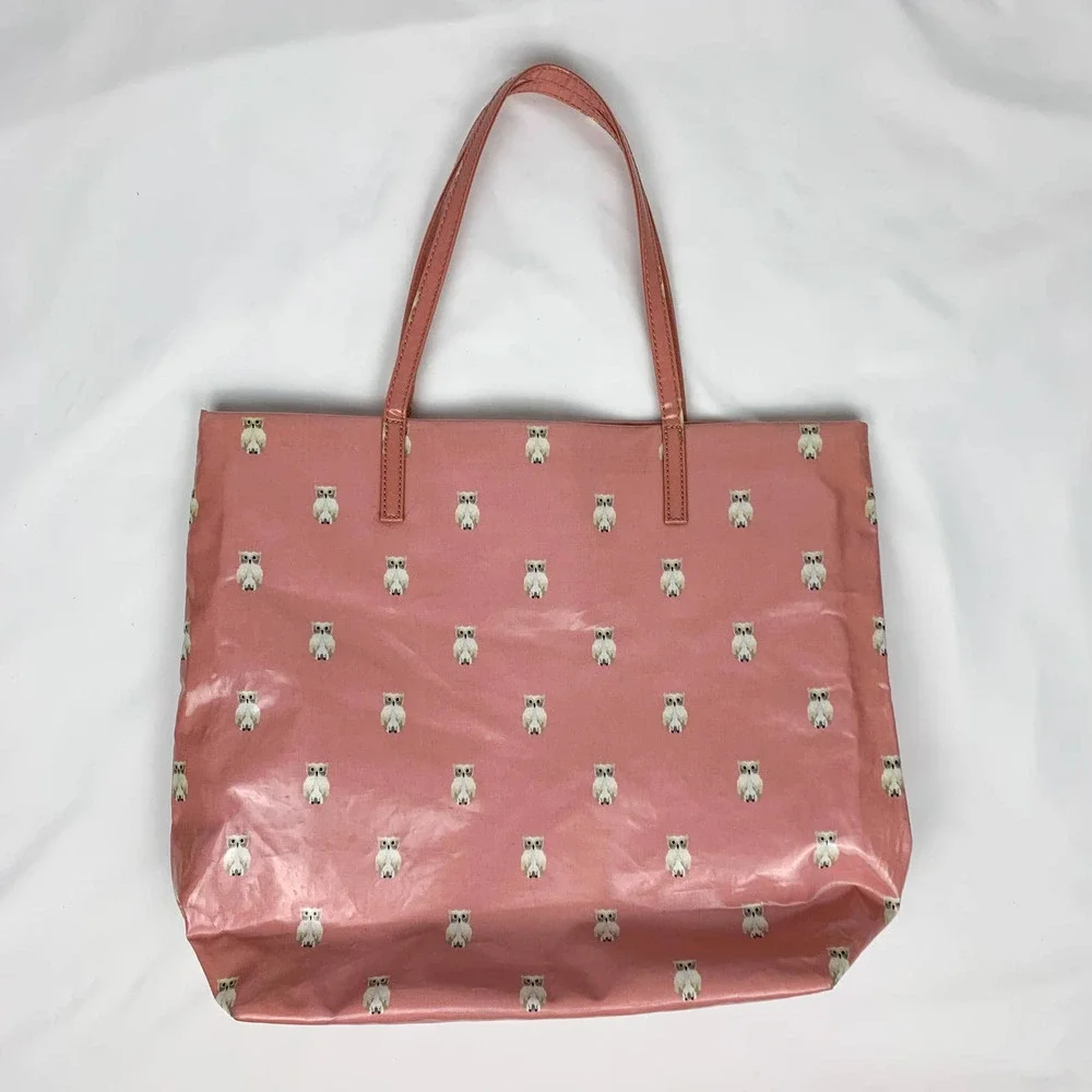 Kate Spade New York Daycation Bon Shopper Painterly Pink Owl Print Tote Bag - Picture 2 of 7